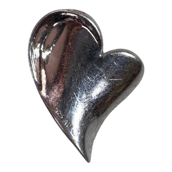 Vintage Sterling Silver & Pink Austrian Crystal Heart Pendant Charm Slide Wavy - Picture 2 of 4